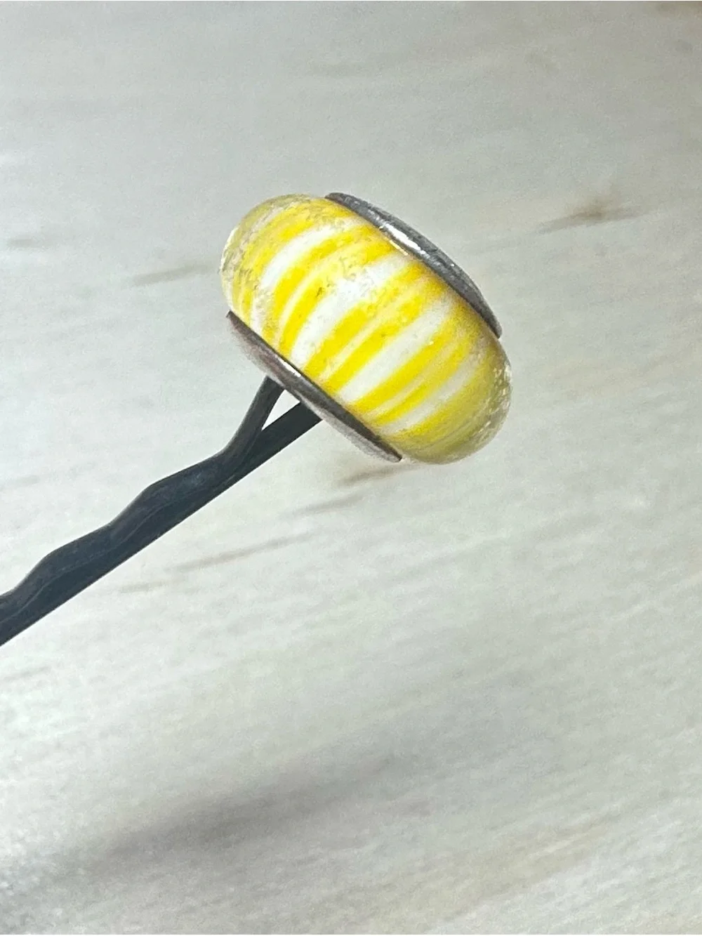 Retired Pandora Yellow & White Murano Glass Charm | Sterling Silver 925 ALE